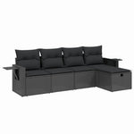 5-Delige Loungeset Met Kussens Poly Rattan Zwart