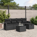 6-Delige Loungeset Met Kussens Poly Rattan Zwart