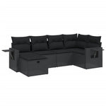 6-Delige Loungeset Met Kussens Poly Rattan Zwart
