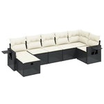 7-Delige Loungeset Met Kussens Poly Rattan Zwart