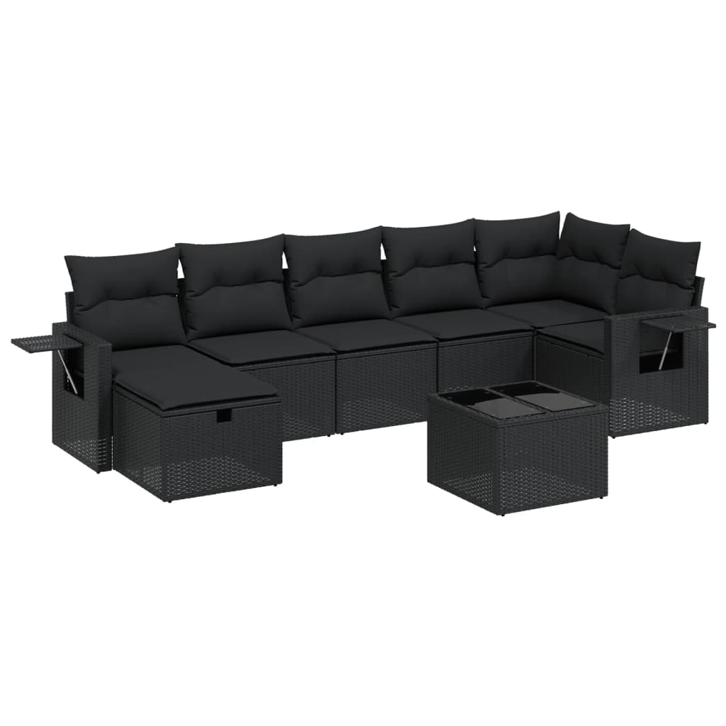 8-Delige Loungeset Met Kussens Poly Rattan Zwart