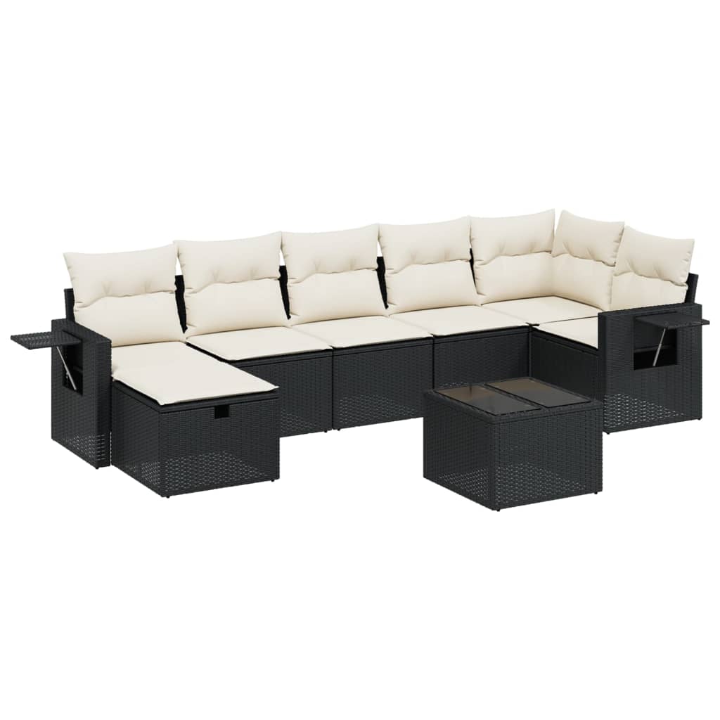8-Delige Loungeset Met Kussens Poly Rattan Zwart