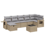 8-Delige Loungeset Met Kussens Poly Rattan Gemengd Beige