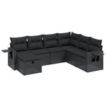 7-Delige Loungeset Met Kussens Poly Rattan Zwart
