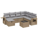 8-Delige Loungeset Met Kussens Poly Rattan Gemengd Beige