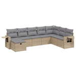 8-Delige Loungeset Met Kussens Poly Rattan Gemengd Beige