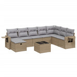 9-Delige Loungeset Met Kussens Poly Rattan Gemengd Beige