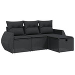 4-Delige Loungeset Met Kussens Poly Rattan Zwart