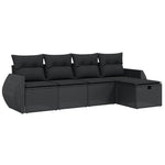 5-Delige Loungeset Met Kussens Poly Rattan Zwart