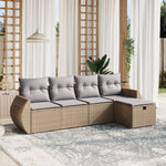 5-Delige Loungeset Met Kussens Poly Rattan Gemengd Beige