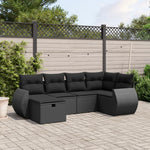 6-Delige Loungeset Met Kussens Poly Rattan Zwart