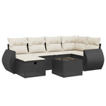 7-Delige Loungeset Met Kussens Poly Rattan Zwart