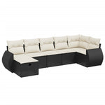 7-Delige Loungeset Met Kussens Poly Rattan Zwart