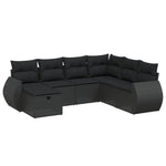 7-Delige Loungeset Met Kussens Poly Rattan Zwart