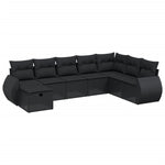 8-Delige Loungeset Met Kussens Poly Rattan Zwart