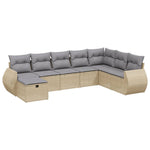 8-Delige Loungeset Met Kussens Poly Rattan Gemengd Beige