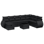 9-Delige Loungeset Met Kussens Poly Rattan Zwart