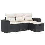 4-Delige Loungeset Met Kussens Poly Rattan Zwart