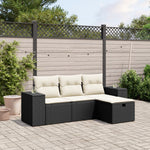 4-Delige Loungeset Met Kussens Poly Rattan Zwart