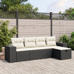 5-Delige Loungeset Met Kussens Poly Rattan Zwart