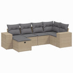 6-Delige Loungeset Met Kussens Poly Rattan Gemengd Beige
