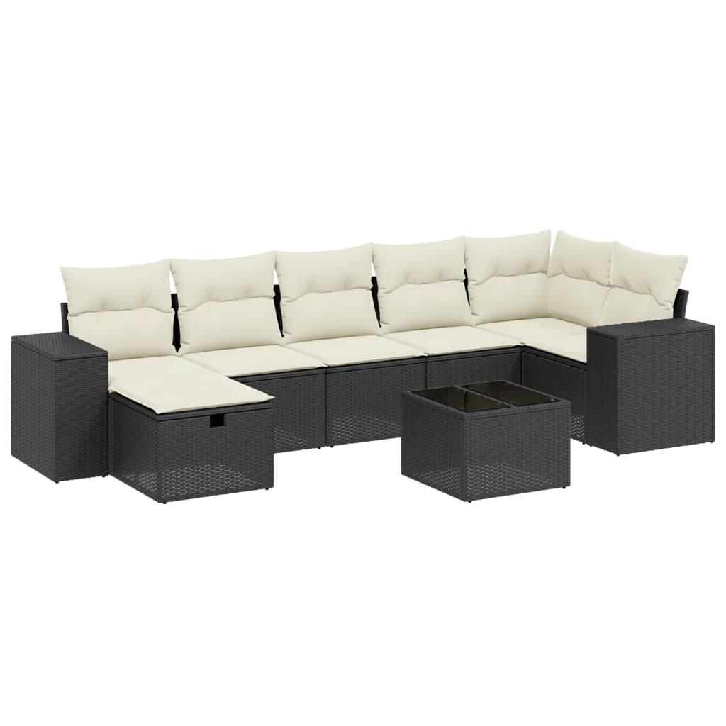8-Delige Loungeset Met Kussens Poly Rattan Zwart
