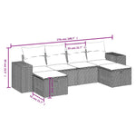 6-Delige Loungeset Met Kussens Poly Rattan Zwart Bruin Eikenkleur