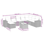 9-Delige Loungeset Met Kussens Poly Rattan Gemengd Beige