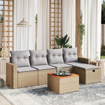 6-Delige Loungeset Met Kussens Poly Rattan Gemengd Beige
