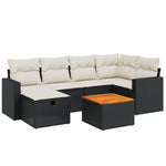 7-Delige Loungeset Met Kussens Poly Rattan Zwart