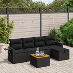 6-Delige Loungeset Met Kussens Poly Rattan Zwart