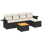 6-Delige Loungeset Met Kussens Poly Rattan Zwart