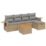 6-Delige Loungeset Met Kussens Poly Rattan Gemengd Beige