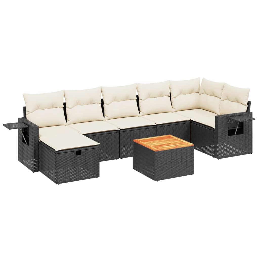 8-Delige Loungeset Met Kussens Poly Rattan Zwart
