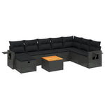 9-Delige Loungeset Met Kussens Poly Rattan Zwart