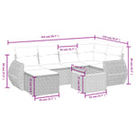 7-Delige Loungeset Met Kussens Poly Rattan Gemengd Beige