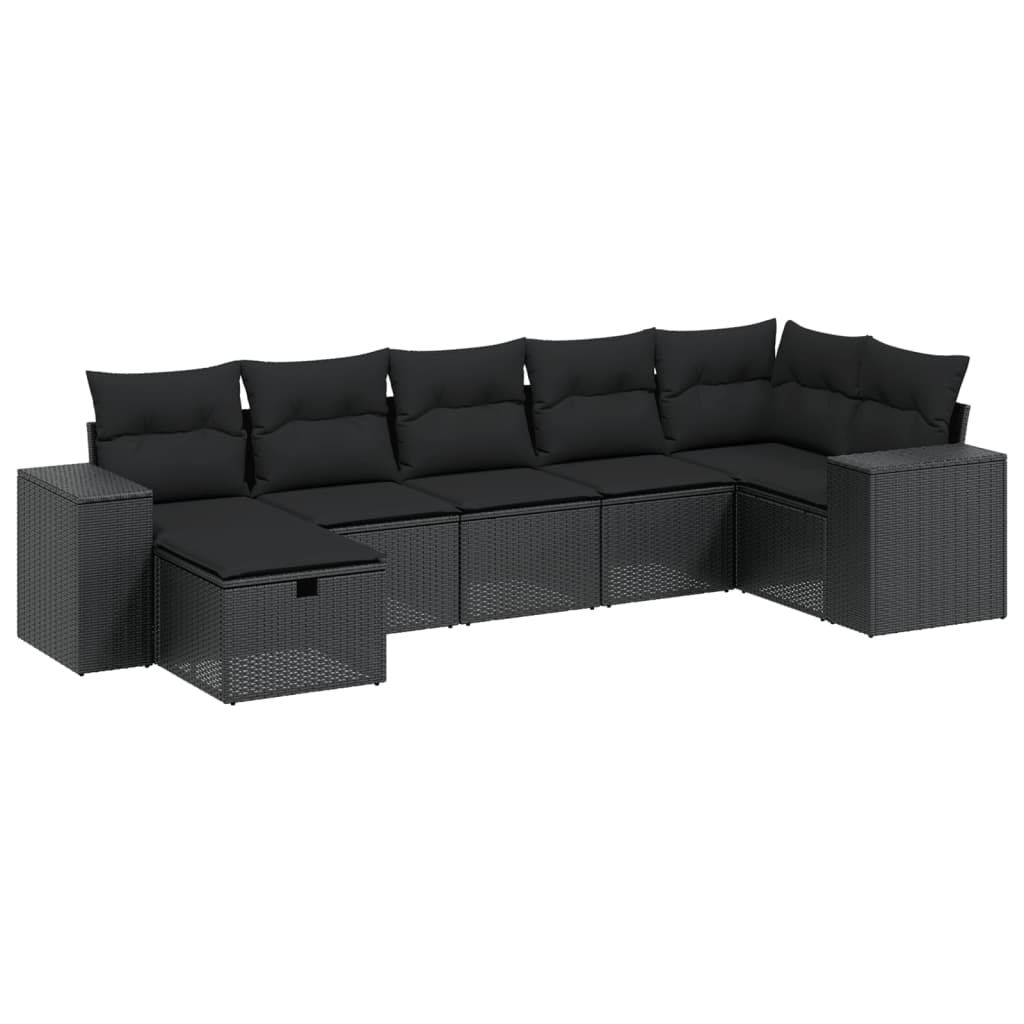 8-Delige Loungeset Met Kussens Poly Rattan Zwart