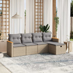 5-Delige Loungeset Met Kussens Poly Rattan Gemengd Beige