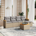 6-Delige Loungeset Met Kussens Poly Rattan Gemengd Beige