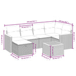 7-Delige Loungeset Met Kussens Poly Rattan Gemengd Beige