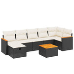 8-Delige Loungeset Met Kussens Poly Rattan Zwart