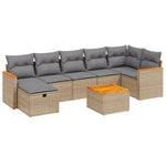 8-Delige Loungeset Met Kussens Poly Rattan Gemengd Beige