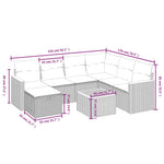 8-Delige Loungeset Met Kussens Poly Rattan Zwart