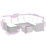 8-Delige Loungeset Met Kussens Poly Rattan Gemengd Beige