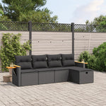 5-Delige Loungeset Met Kussens Poly Rattan Zwart