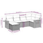6-Delige Loungeset Met Kussens Poly Rattan Gemengd Beige