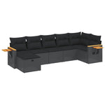 7-Delige Loungeset Met Kussens Poly Rattan Zwart