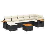 8-Delige Loungeset Met Kussens Poly Rattan Zwart
