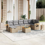 8-Delige Loungeset Met Kussens Poly Rattan Gemengd Beige