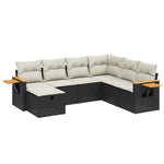 7-Delige Loungeset Met Kussens Poly Rattan Zwart